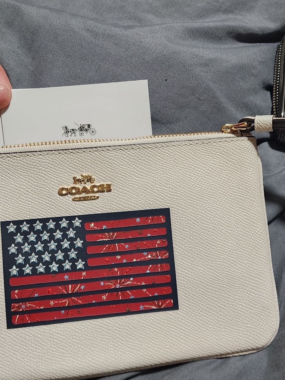 Coach Flag Appliqué Leather Crossbody - Cream with Red & Navy - Picture 3 of 3
